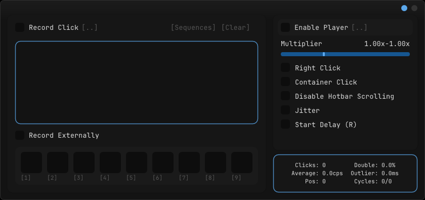 Seaware Recorder — Panneau d'enregistrement